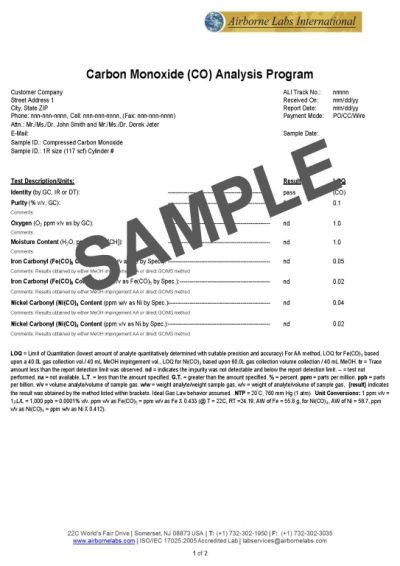 Carbon Monoxide (CO) Analysis Program