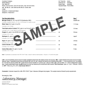 Standard ISBT NO-Haz Beverage Grade Nitrogen (N2) Testing Program